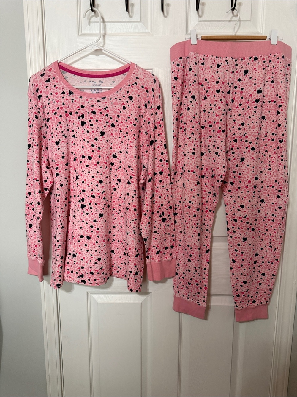Very Bradley Pink Heart-Print Long Sleeve Pajama Set